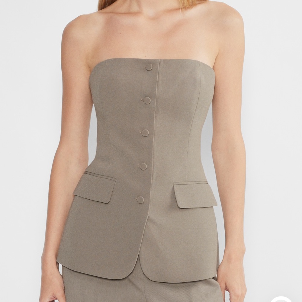 Babaton Insider Tube Top Strapless Tailored Bustier Top in Felted Taupe 00 - Picture 2 of 10